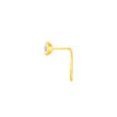 22K Yellow Gold Cubic Zirconia Small Classic Nose Pin with Wire with gold weight of 0.11g